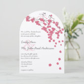 Invitation Rose Chateau Cherry Blossom Pink Chickadee Mariage (Debout devant)