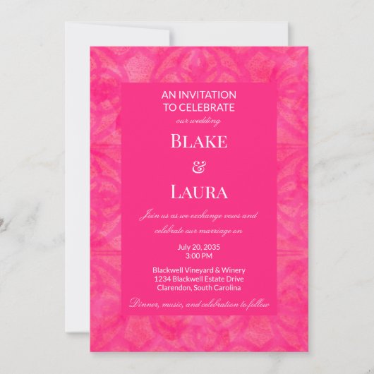 Invitation Rose Chaud Été Clair Batik Sur Mesure (Devant)
