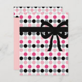 Invitation Rose chaud, gris, rose clair et noir Pois (Devant / Derrière)