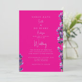 Invitation Rose chaud & Lavender Floral Pas de parents Mariag (Debout devant)
