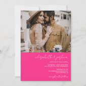 Invitation Rose chaud moderne 4 photo Qr tout en un mariage (Devant)