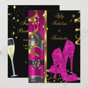 Invitation Rose Chaud Or 50 & Fabuleux Anniversaire Fantastiq