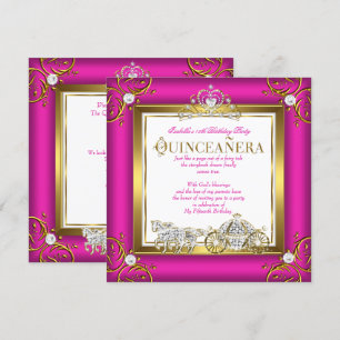 Invitation Rose Chaud Or Princesse Quinceanera 15e Anniversai
