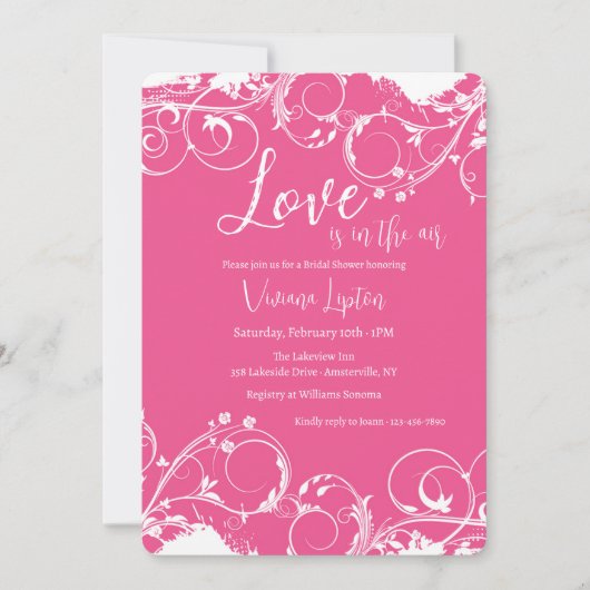 Invitation Rose chaud ornemental (Devant)