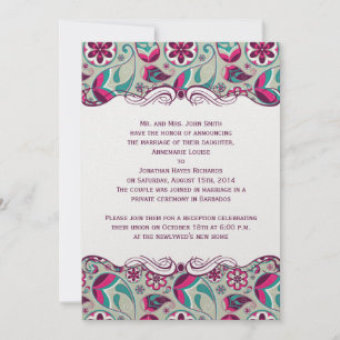 Invitation Rose Chaud Paisley Tél après le mariage