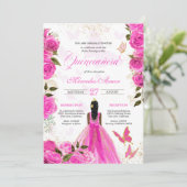 Invitation Rose chaud papillon Mariposa Quinceanera Rose (Debout devant)