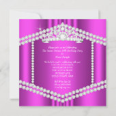 Invitation Rose Chaud Princesse Sweet 16 Fête Trim Diamant (Dos)