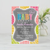 Invitation Rose chaud, Saumon, Jaune et Vert mignonne À damie (Debout devant)