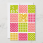 Invitation Rose chaud, Saumon, Jaune et Vert mignonne À damie (Dos)