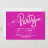 Invitation Rose Chaude Éclatant Faisons la Fête Horizontal (Devant)