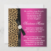 Invitation Rose Chaude Léopard Quinceanera (Dos)