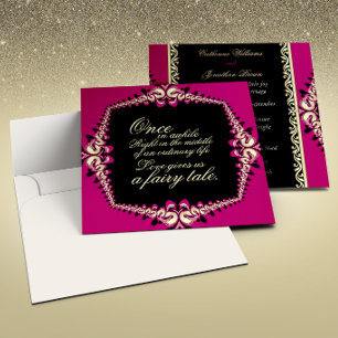 Invitation Rose Chaude Or Noir Lacis Fractal Conte de Fée Spé