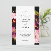 Invitation Rose Chaude & Rose Pâle & Mariage Violet V3- Noir (Debout devant)