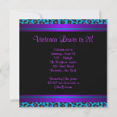 Invitation Rose Chaude Turquoise Bleu Violet Léopard  21e Ann (Dos)