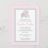 Invitation Rose Chevron d'invitation de douche de bébé (Devant / Derrière)