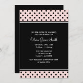 Invitation Rose chic à pois (Devant / Derrière)