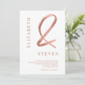 Invitation rose chic ampersand noms d'or mariage photo (Debout devant)