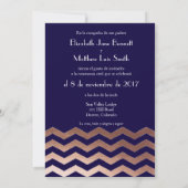 Invitation rose chic bilingue de mariage de (Dos)