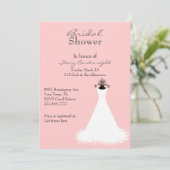 Invitation rose chic de Fête de la mariée de robe (Debout devant)