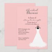 Invitation rose chic de Fête de la mariée de robe (Devant / Derrière)