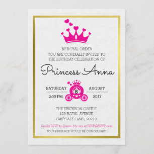 Invitation rose chic de princesse Birthday