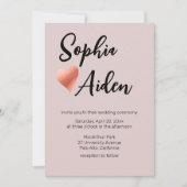 Invitation Rose chic Gold Mariage de coeur (Devant)