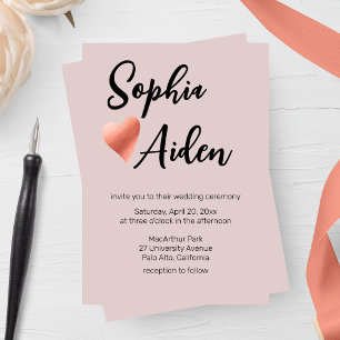 Invitation Rose chic Gold Mariage de coeur