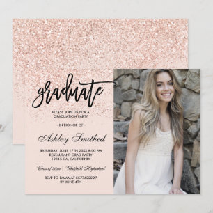 Invitation Rose chic parties scintillant d'or blush de la typ