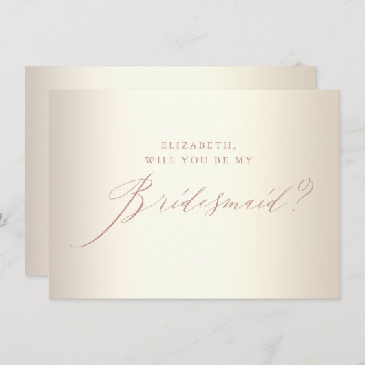 Invitation Rose Chic Parties scintillant Or Script White Brid (Devant / Derrière)