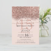 Invitation Rose Chic Parties scintillant rose or Confetti Qui (Debout devant)