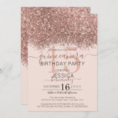 Invitation Rose Chic Parties scintillant rose or Confetti Qui (Devant / Derrière)