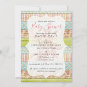 Invitation Rose Chic Shabby Baby shower Floral Rustique Bois (Devant)