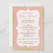Invitation Rose Chic Shabby Baby shower Floral Rustique Bois (Devant)
