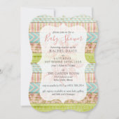 Invitation Rose Chic Shabby Baby shower Floral Rustique Bois (Devant)
