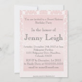Invitation rose chic simple d'anniversaire de (Dos)