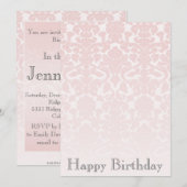 Invitation rose chic simple d'anniversaire de (Devant / Derrière)