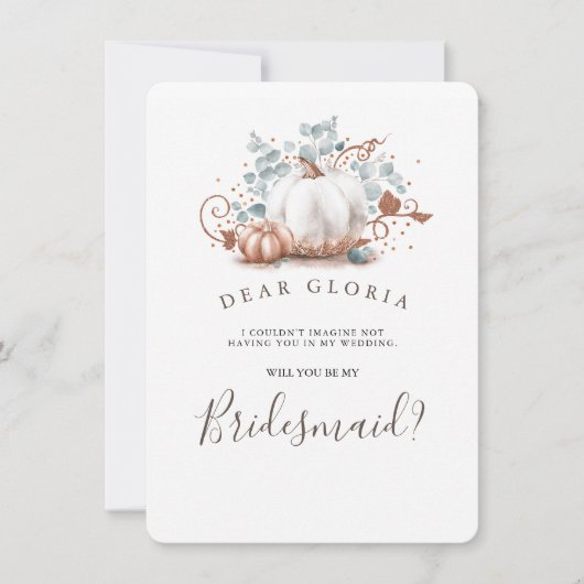 Invitation Rose Citrouille or Mariage de automne Bridesmaid P (Devant)