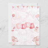 Invitation Rose Clair Aquarelle Illustrative Moderne Enfantin (Dos)