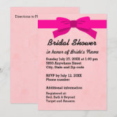 Invitation Rose clair avec Fête des mariées coeur et cou rose (Devant / Derrière)