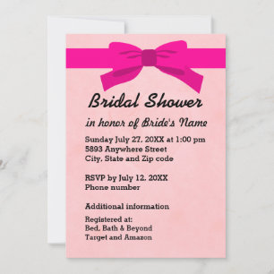 Invitation Rose clair avec Fête des mariées coeur et cou rose