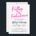 Invitation Rose clair Cinquante Fabrique | Fête du 50e annive<br><div class="desc">Une invitation photo chic,  élégante,  50ème anniversaire que vous pouvez personnaliser et envoyer pour votre fête du cinquantième anniversaire. Les mots "Fifty and Fabulous" en noir et rose vif sont mis à l'aide d'un script élégant et de typographie moderne. Conçu exclusivement pour vous par Happy Dolphin Studio ! @happydolphinstudio</div>