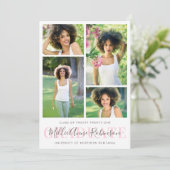 Invitation Rose clair| Diplômé Script 4 Photos Graduation (Debout devant)