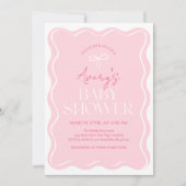 Invitation Rose clair minimal moderne Bow Baby Girl Douche (Devant)