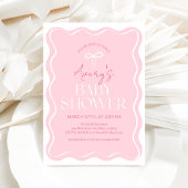 Invitation Rose clair minimal moderne Bow Baby Girl Douche