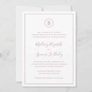Invitation Rose classique Dusty rose tout en un Mariage