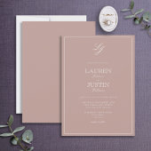 Invitation Rose classique Dusty Script Monogram Mariage
