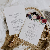 Invitation Rose classique élégant Mariage arrière et avant