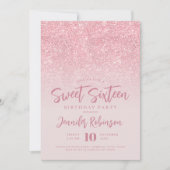 Invitation Rose classique Parties scintillant en or Blush Pho (Devant)