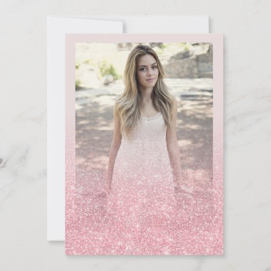 Invitation Rose classique Parties scintillant en or Blush Pho (Dos)