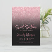Invitation Rose Classy Gold Black Parties scintillant Photo S (Debout devant)